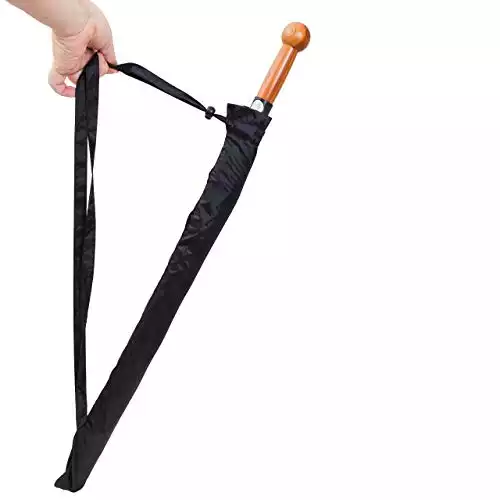 Security SELFDEFENSE Umbrella City-Safe | shorter umbrella | self defense umbrella | beautiful German brown hardwood handle | assembled in the USA