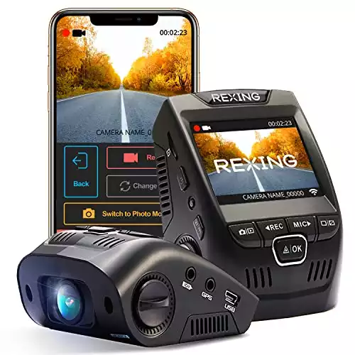 RexingUSA V1-4K Ultra HD Car Dash Cam with Wi-Fi 2.4” LCD Screen | 170° Wide Angle Dash Cam Recorder Loop App | 256GB